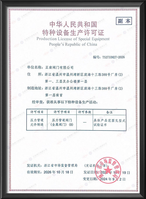 Special Equipment Production License