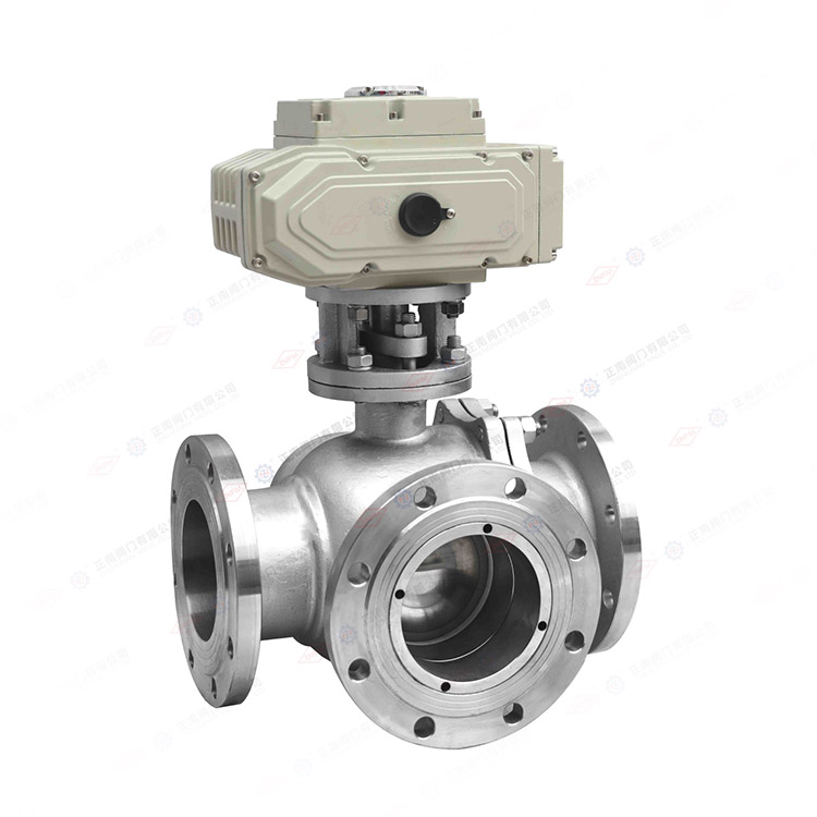 Electric three-way flange ball valve